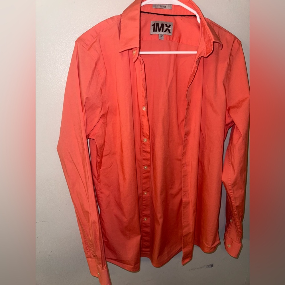 Express men's shirt in orange, size M 15,15-1/2 fitted